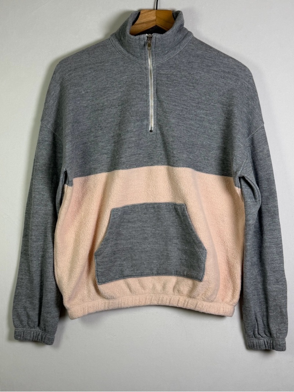 WILDFOX Women’s Quarter Zip Pullover Fleece Colorblock Sweatshirt LA Made Sz S - Picture 2 of 7